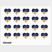 Donkerblauw Wavy Gold met Logo Monogram Dank U Hart Sticker (Vel)