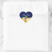 Donkerblauw Wavy Gold met Logo Monogram Dank U Hart Sticker (Tas)