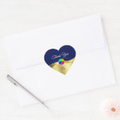 Donkerblauw Wavy Gold met Logo Monogram Dank U Hart Sticker (Envelop)