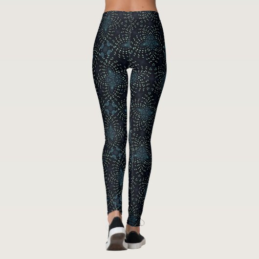 Donkerblauw wervelpatroon leggings (Achterkant)