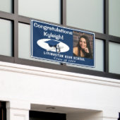 Donkerblauw, wit, Acent Vinyl Afstuderen Foto Spandoek