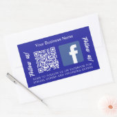 Donkerblauw wit bedrijfsnaam en code Facebook Rechthoekige Sticker (Envelop)