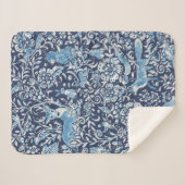 Donkerblauw Wit bos Dieren Winterkonijn Sherpa Deken (Voorkant (horizontaal))