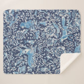 Donkerblauw Wit bos Dieren Winterkonijn Sherpa Deken (Voorkant (horizontaal))