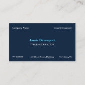 Donkerblauw Wit Elegant Classic Minimalistisch Visitekaartje (Voorkant)