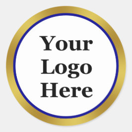 Donkerblauw wit en goudbruin uw Logo hier Ronde Sticker