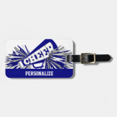 Donkerblauw, wit en grijs scharrelaarster Megaphon Bagagelabel (Voorkant horizontaal)