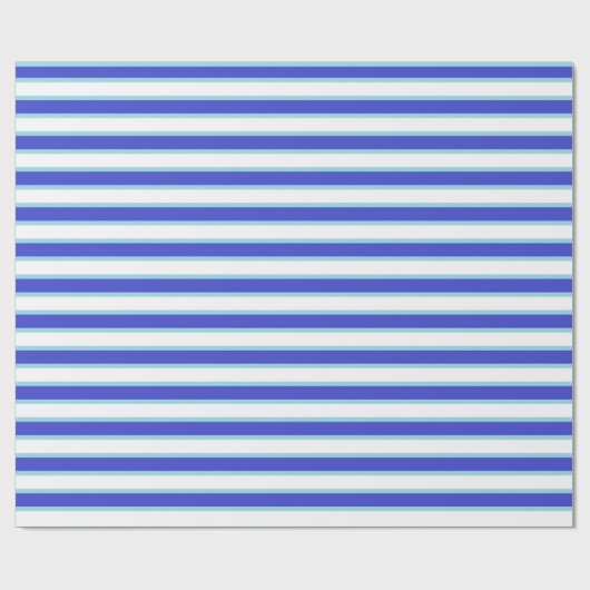 Donkerblauw, wit en pasteelblauw strepen cadeaupapier (Vlak)