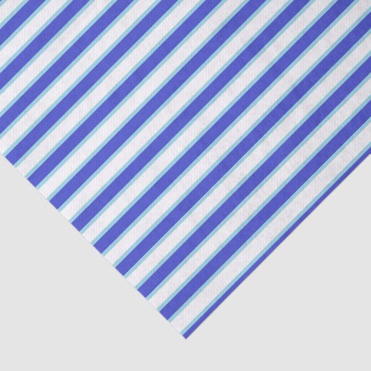 Donkerblauw, wit en pasteelblauw strepen tissuepapier (Detail)