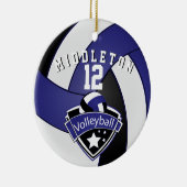 Donkerblauw, wit en zwart 🏐 Volleybal Keramisch Ornament (Rechts)