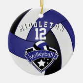 Donkerblauw, wit en zwart 🏐 Volleybal Keramisch Ornament (Voorkant)