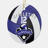 Donkerblauw, wit en zwart 🏐 Volleybal Keramisch Ornament (Links)