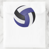 Donkerblauw, wit en zwart volleybal ronde sticker (Tas)