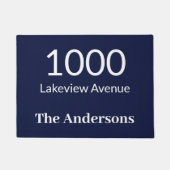 Donkerblauw & Wit Familienaam Huisnummer Adres Deurmat (Voorkant)