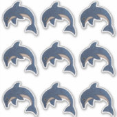 Donkerblauw Wit Jumping Dolfijnen Faux Glitter Loo Sticker (Voorkant)