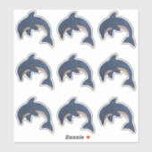 Donkerblauw Wit Jumping Dolfijnen Faux Glitter Loo Sticker (Vel)