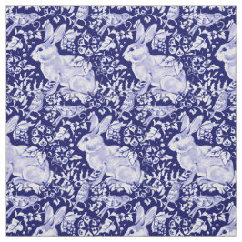  Donkerblauw & Wit Konijnenvogel Dedham Delft Stof