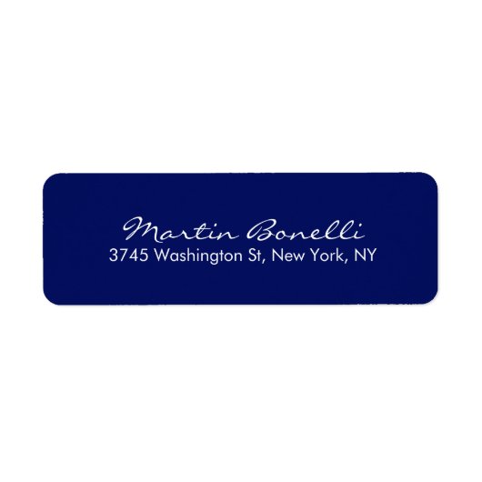 Donkerblauw Wit Minimalistisch Schrift Eenvoudig Etiket (Voorkant)