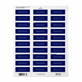 Donkerblauw Wit Minimalistisch Schrift Eenvoudig Etiket (Full Sheet)