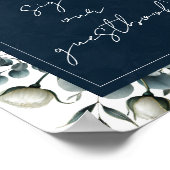 Donkerblauw & Wit Modern Bloemengastenboek Bord Poster (Hoek)