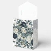 Donkerblauw & wit Modern Bloemengroen Huwelijk Bedankdoosjes (Geopend)