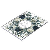 Donkerblauw & wit Modern Bloemengroen Huwelijk Notitieboek (Linkerzijde)