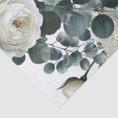 Donkerblauw & wit Modern Bloemengroen Huwelijk Tissuepapier (Detail)