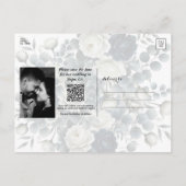 Donkerblauw & wit Modern Bloemengroen Save Date Aankondigingskaart (Achterkant)