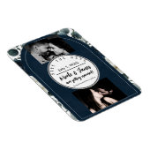 Donkerblauw & Wit Modern Bloemig Groen Save Date Magneet (Rechterzijde)