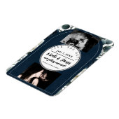 Donkerblauw & Wit Modern Bloemig Groene Save Date Magneet (Linkerzijde)