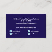 Donkerblauw Wit Moderne Minimalistische Stijl Visitekaartje (Achterkant)