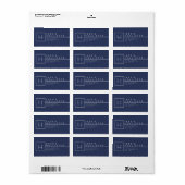 Donkerblauw & wit Monogrammed Return-adres Etiket (Full Sheet)