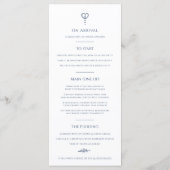 Donkerblauw wit ovaal monogram bruiloft menu (Achterkant)