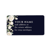 Donkerblauw Wit Rozen RSVP Envelope Adres Etiket (Voorkant)