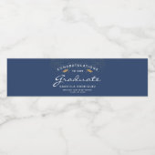 Donkerblauw wit script Gold Pet Afstuderen Waterfles Etiket (Enkel label)