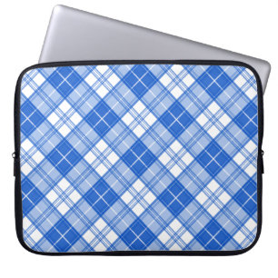 Donkerblauw wit trilpatroon yxm0uat9 diagonaal laptop sleeve