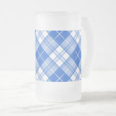 Donkerblauw wit trilpatroon yxm0uat9 diagonaal matglas bierpul (Voorkant rechts)