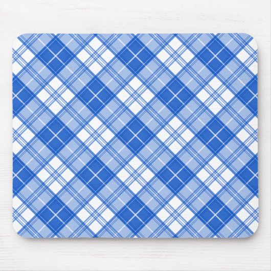 Donkerblauw wit trilpatroon yxm0uat9 diagonaal muismat (Voorkant)