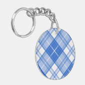 Donkerblauw wit trilpatroon yxm0uat9 diagonaal sleutelhanger (Voorkant Links)