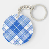 Donkerblauw wit trilpatroon yxm0uat9 diagonaal sleutelhanger (Achterkant)