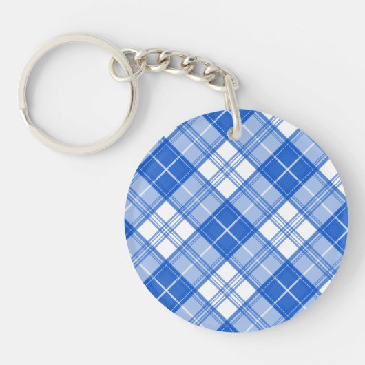 Donkerblauw wit trilpatroon yxm0uat9 diagonaal sleutelhanger (Voorkant)