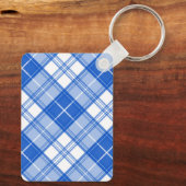 Donkerblauw wit trilpatroon yxm0uat9 diagonaal sleutelhanger (Achterkant)