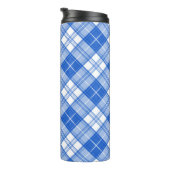 Donkerblauw wit trilpatroon yxm0uat9 diagonaal thermosbeker (Geroteerd rechts)