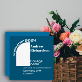 Donkerblauw wit typografie afstuderen Platte Kaart