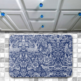 Donkerblauw Wit Woodland Animal Natuur Art Badmat