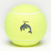 Donkerblauw Witte Oceaan Dolfijn Springen Tennisballen (Achterkant)