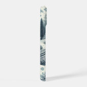 Donkerblauw, witte winterscène Palmbomen Sneeuwvlo iPhone 15 Case (Rechterkant)