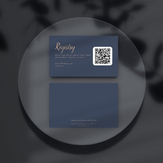 Donkerblauw Zachte Trouwgift Registry Informatiekaartje