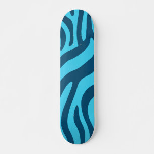 Donkerblauw zebra patroon op lichtblauw ontwerp persoonlijk skateboard