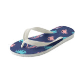 Donkerblauw zeepaard en Kinder krabben Teenslipper Kinder Teenslippers (Schuin)